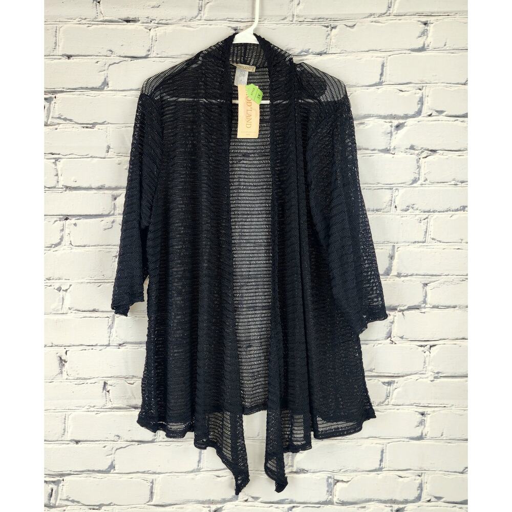 Mod Land Cardigan Women 3X Open knit kimono business casual Holiday Herringbone